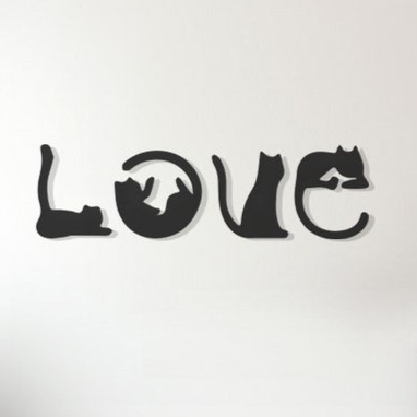 Cuadro Love Gatos - Set x 4