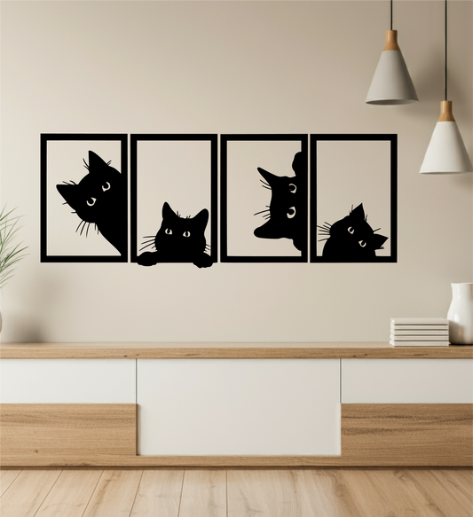 Cuadros x 4 Gatos  - Set x 4