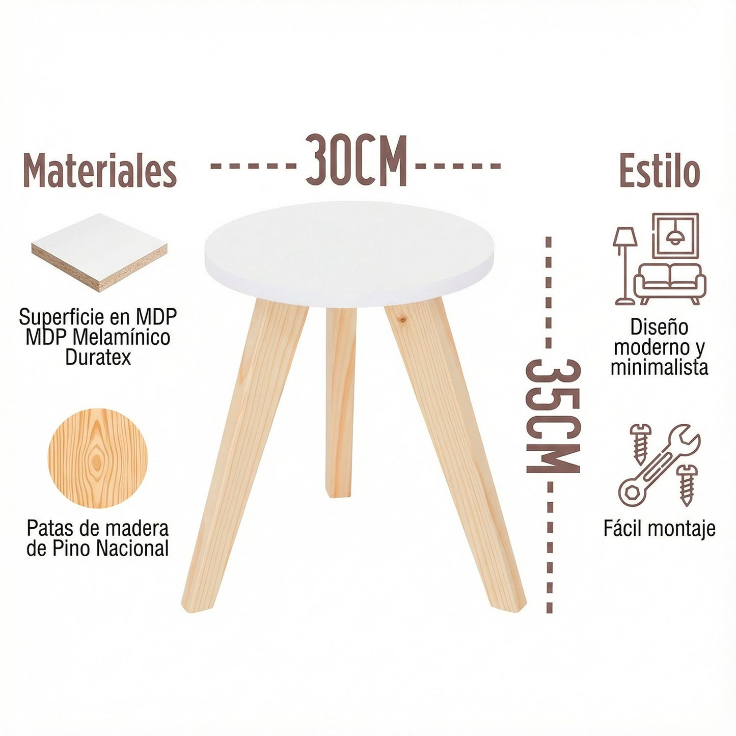 Mesa Auxiliar Nórdica Circular Pequeña