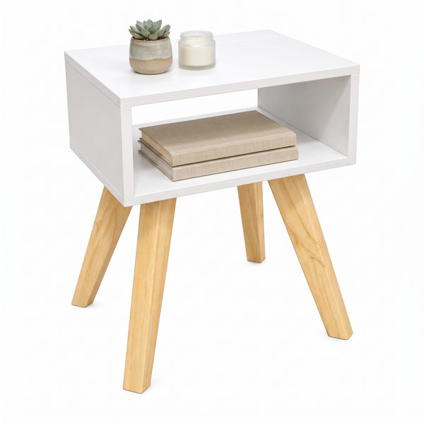 Mesa de Noche Nórdica Blanco: decorada